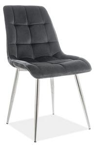 Scaun CHIC, negru/crom, stofa catifelata/metal, 50x43x88 cm