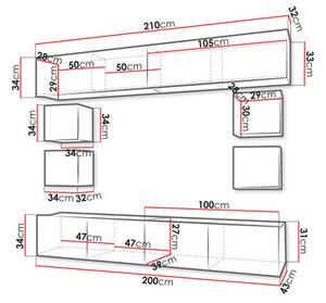 Mobilier living Badiani XVI (negru + negru lucios + Alb lucios). 1121923