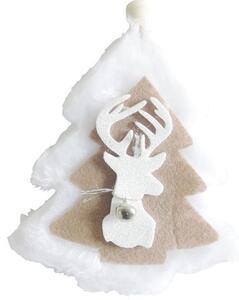 Decorațiune brad Crăciun cu agățătoare, H 14 cm, alb/natur