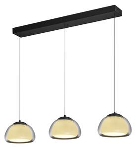 HELL Luxxo Lampă suspendată LED, negru, 3 becuri, telecomandă, reglabil, Gri, Camera de zi / sufragerie, Sticlă