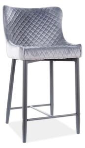 Scaun bar COLIN B H-2, gri/negru mat, stofa catifelata/metal, 48x42x88