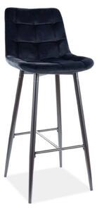 Scaun bar CHIC H-1, negru, stofa catifelata/metal, 45x37x109 cm