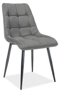 Scaun CHIC, stofa catifelata gri - Matt 85, 50x43x88 cm
