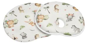 Perna bebe anti-plagiocefalie pentru formarea capului cu husa de schimb din bumbac Kidizi Tropical Friends, interior spuma de memorie, 24 x 26 cm