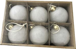 Set globuri Crăciun din catifea Lafiora Ø 6 cm albe 6 buc