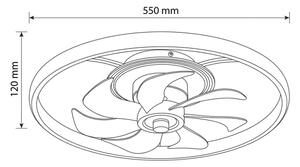 BRILAGI - Ventilator de tavan LED dimabil, 66 W, 230 V, 55 cm, alb/auriu + telecomandă