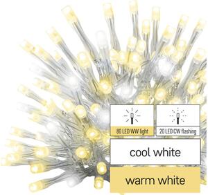 Instalație țurțuri Emos 100 LED-uri 2,5x0,9 m alb cald/ alb rece cu flash-uri