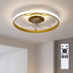 BRILAGI - Ventilator de tavan LED dimabil, 66 W, 230 V, 55 cm, alb/auriu + telecomandă