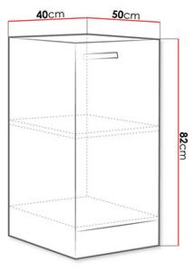 Dulap inferior de bucătărie Milo 40 D 1F BB (gri + gri lucios). 1122661