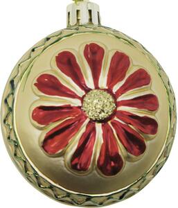 Glob Crăciun model floare Lafiora Ø 6 cm auriu/roșu