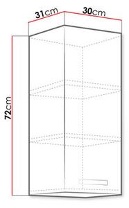 Dulap superior bucătărie Milo 30 G-72 F (gri + crem lucios). 1122679