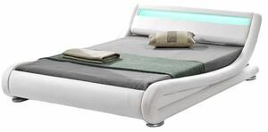 Pat tapitat 160x200 Filida, alb. Iluminare LED