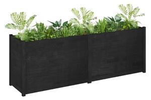 Jardinieră de grădină, negru, 200x50x70 cm, lemn masiv de pin