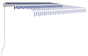 Copertină retractabilă manual, albastru și alb, 350x250 cm