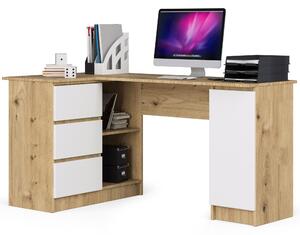 Masă PC de colț Bevin (Stejar artisan + Alb) (S). Promo -17%. 1152066