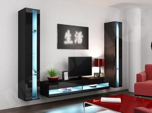 Mobilier living Ziggy III (negru + negru lucios). 1123290