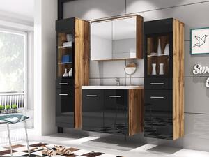 Mobilier baie Apoleon II (wotan + negru lesk) (fără baterie, fără sifon, cu lavoar) (fără iluminat LED). 1121802
