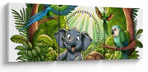 Tablou - Animăluțe vesele (cu ceas) (90x30 cm)
