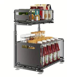 Sinkslide™ Organizator Cu Sertar Glisant Pe 2 Niveluri, Negru