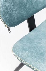 Scaun modern albastru cu picioare din otel și tapiterie sintetică în stil industrial