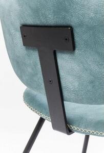 Scaun modern albastru cu picioare din otel și tapiterie sintetică în stil industrial