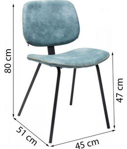 Scaun Kare Design de culoare albastră cu picioare negre din oțel, tapiterie sintetică și design modern și industrial
