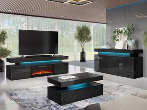 Mobilier living Lesteralo II (negru + negru lucios). 1122455