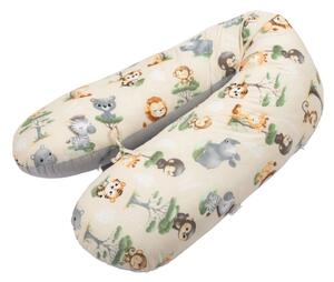 Perna gravide 3 in 1 cu husa detasabila din bumbac 100% Kidizi Lena, lungime 160 cm, Baby Animals