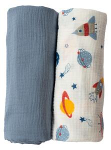 Set 2 paturi pentru bebelusi de vara din muselina dubla 100x100 cm Kidizi Space, bumbac 100%
