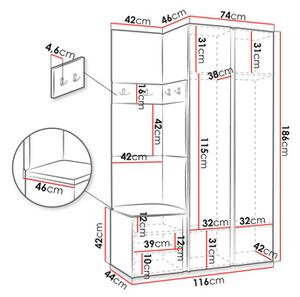 Mobilier hol Tovenaz XXVI (alb + oțel gri). 1123035