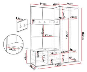 Mobilier hol Tovenaz III (stejar artisan + negru). 1123036