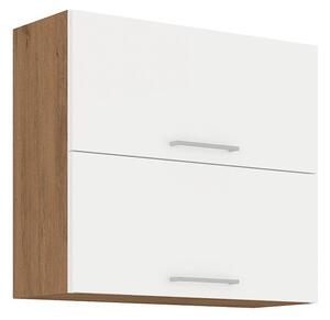 Dulap superior de bucătărie Bronte 80 GU-72 2F (stejar lancelot + Alb lucios). 1123237