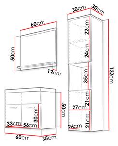 Mobilier baie Florena (alb + gri lucios) (fără baterie, cu sifon, cu lavoar). 1122163