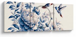 Tablou - Colibri deasupra florii (cu ceas) (90x30 cm)