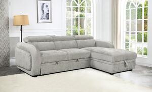 Colțar Extensibil Harmony KF7908 cu Ladă Depozitare, Șezlong Dreapta, Gri Deschis