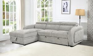 Colțar Extensibil Harmony KF7908 cu Ladă Depozitare, Șezlong Stânga, Gri Deschis