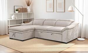 Colțar Extensibil Harmony KF7489 cu Ladă Depozitare, Șezlong Stânga, Gri Deschis