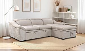 Colțar Extensibil Harmony KF7489 cu Ladă Depozitare, Șezlong Dreapta, Gri Deschis