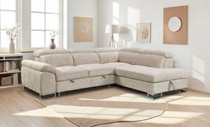 Colțar Extensibil Cremona KF7629 cu Ladă Depozitare, Șezlong Dreapta, Bej