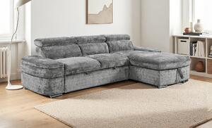 Colțar Extensibil Cremona KF7868 cu 2 Spații Depozitare, Șezlong Dreapta, Gri