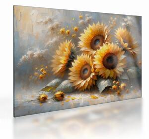 Tablou pe sticlă - Pictură cu floarea-soarelui (70x50 cm)