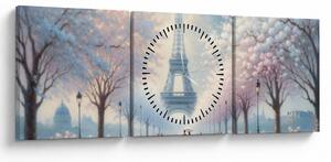 Tablou - Pictură din Paris (cu ceas) (90x30 cm)