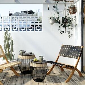 Scaun de grădină stil scandinav Kare Design, cu picioare și șezut în culoarea natur și tapiterie neagră