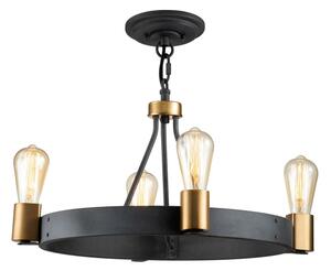 Quintiesse QN-SILAS-4P-DZ - Lustră cu tijă SILAS 4xE27/60W/230V, negru/auriu