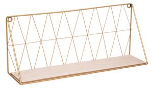 Etajera de perete Annera din MDF si metal, finisaj natural-auriu, 48x12x20 cm