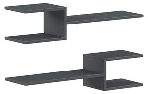 Set 2 etajere de perete Sumpora din PAL melaminat, antracit, 65x20x18 cm