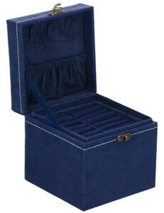 Cutie pentru bijuterii, velur, albastru, 12x12x12 cm, Springos