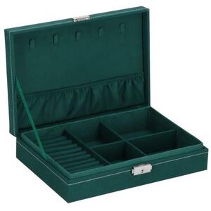 Cutie pentru bijuterii, velur, verde, 28x19.5x7cm, Springos