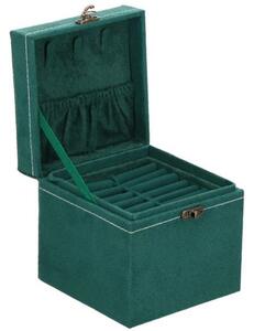 Cutie pentru bijuterii, velur, verde, 12x12x12 cm, Springos