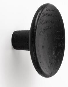 Buton din lemn pentru mobila Disc Wood, finisaj negru mat lacuit, D 38 mm